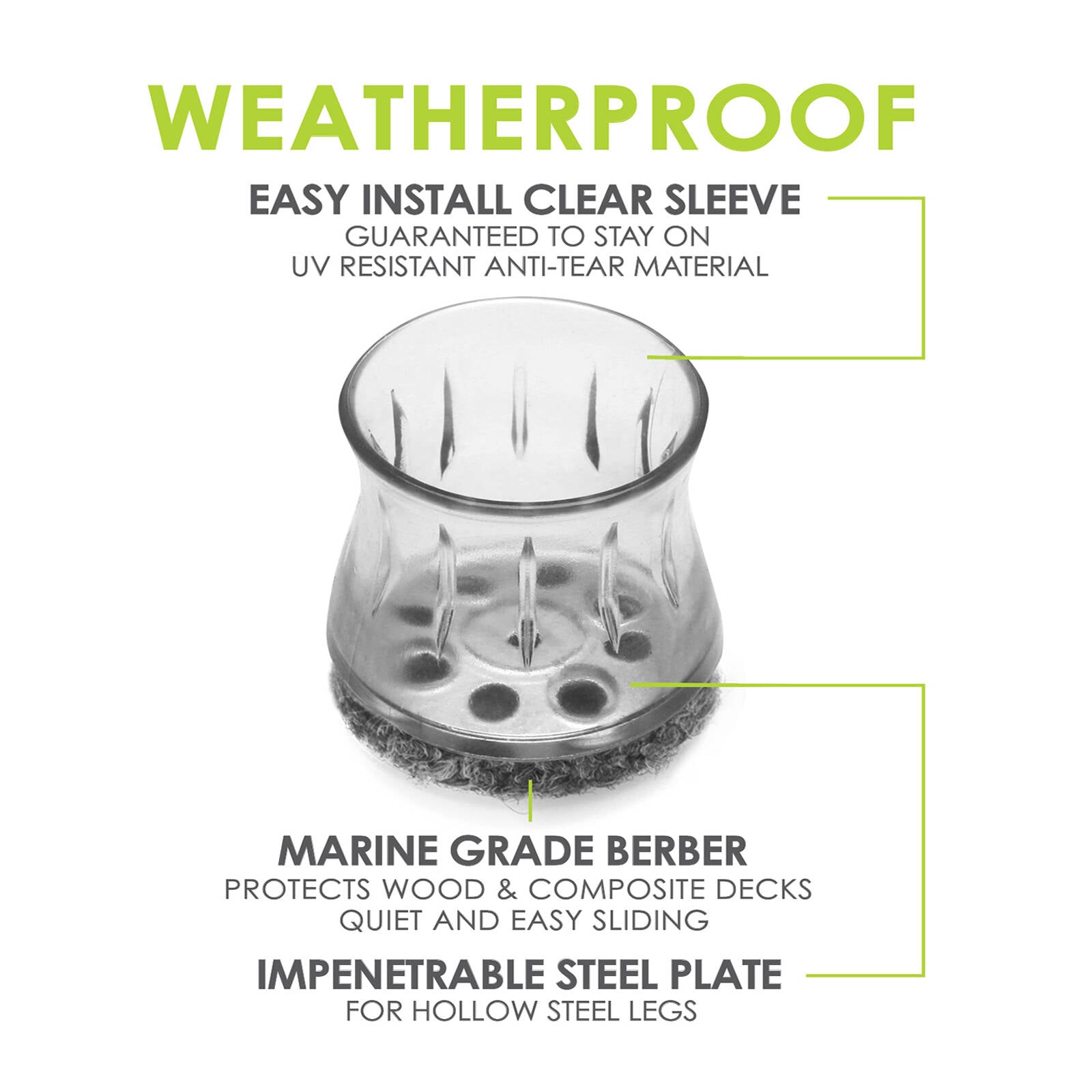 Slipstick 29-34mm Diameter Clear Sleeve Outdoor Floor Cap CB95005