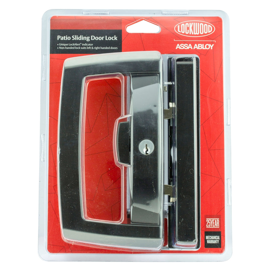 Lockwood Onyx Dual Handed Patio Sliding Door Lock Black - Zinc Diecast