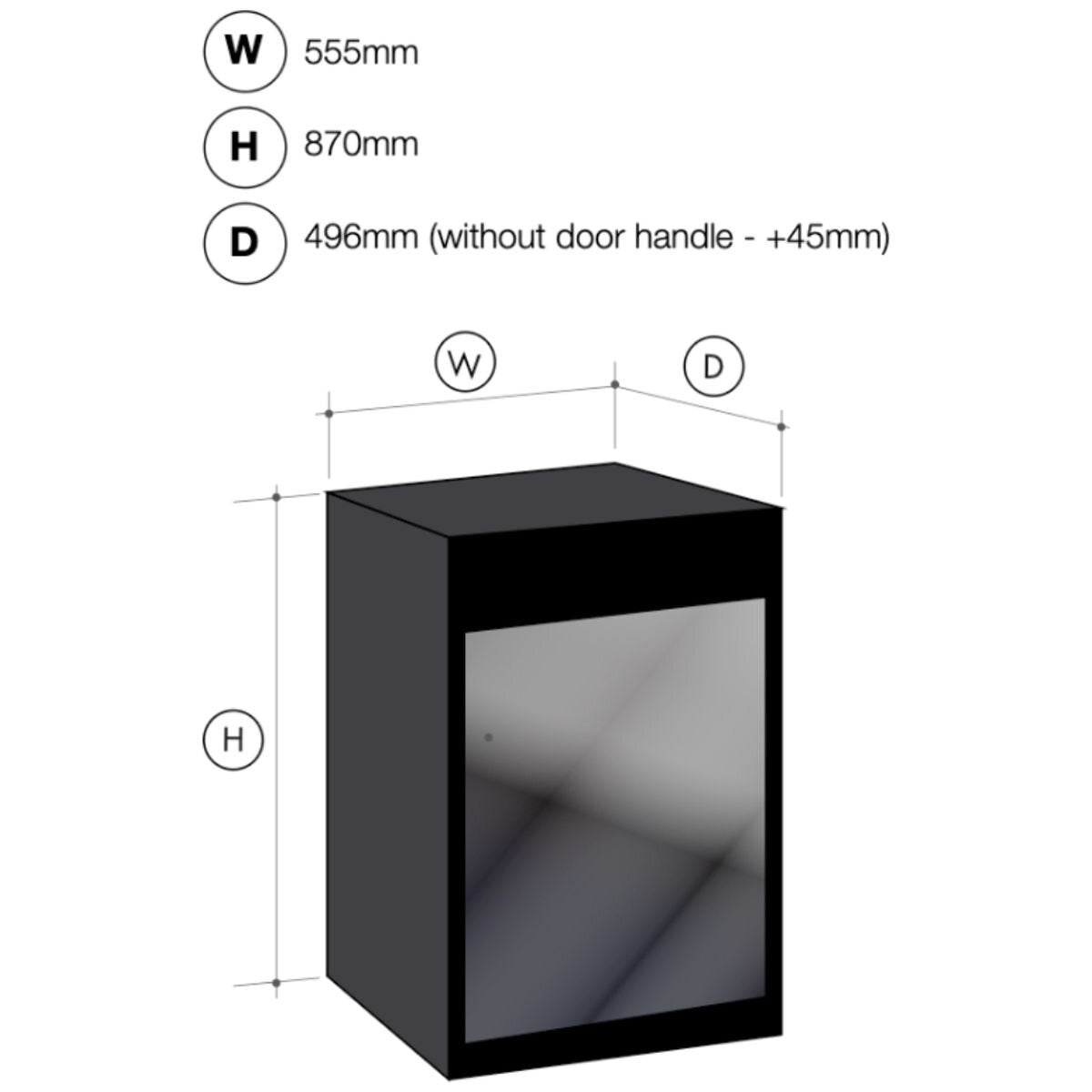 Artusi 115L outdoor beverage centre - black, heated triple glazed door, lockable, 45dB - AOF1BM5
