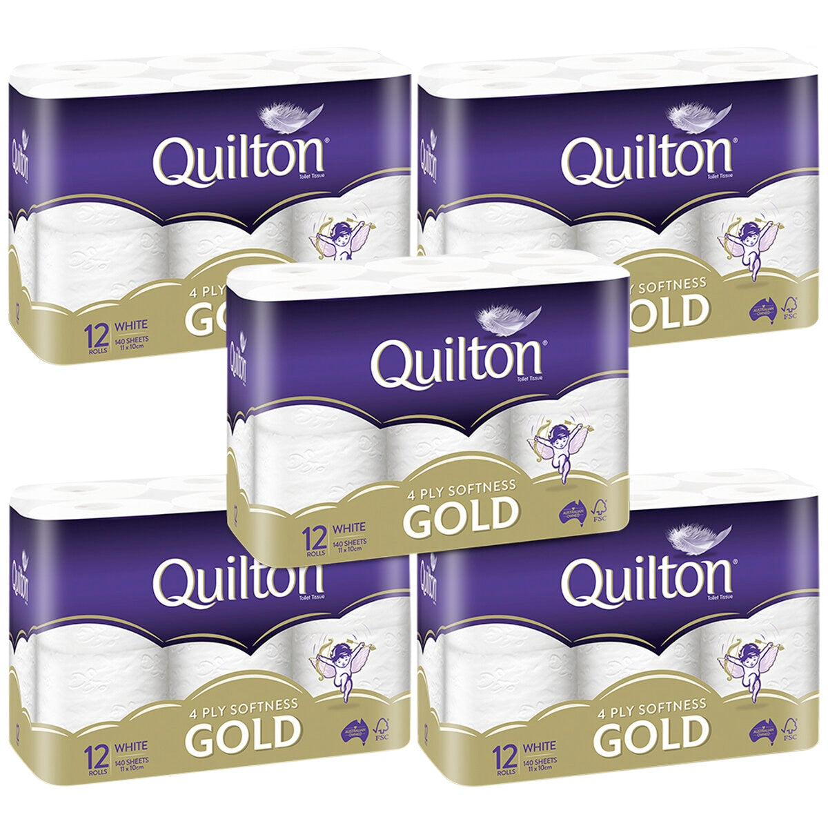 Quilton Gold 4 Ply Toilet Tissue 60 Pack - Thick, Soft, FSC Certified, Australian Owned - SuperSaverAU - view 1