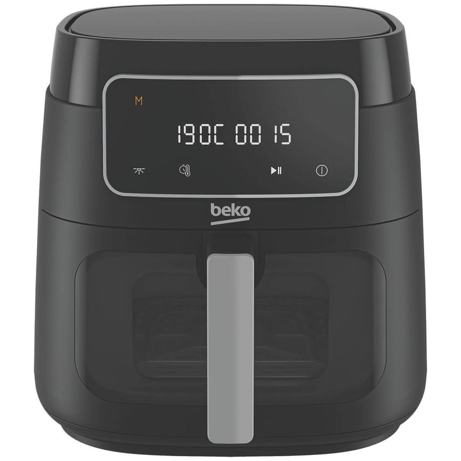 Beko 7.6L air fryer - Black, digital touchscreen, glass viewing door, 9 auto cooking programs - FRL3374B
