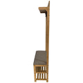L.T. Williams Bamboo Hall Stand - Grey PU Bench Seat - Coat Rack and Shoe Storage - 9922