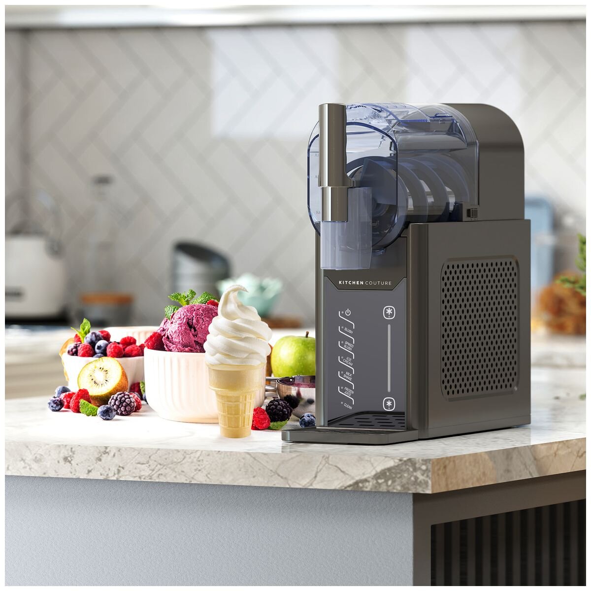 Kitchen Couture Slushie and Soft Serve Maker - 2L Bowl - Built-in Compressor - Dark Grey - 10005719