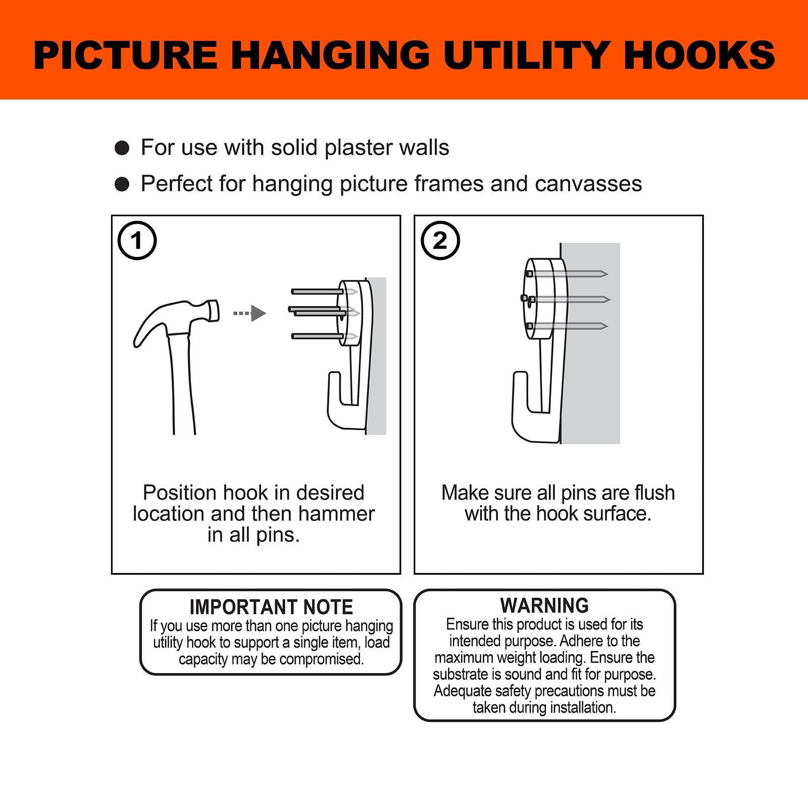 Everhang Nylon Picture Hanging Utility Hook 8kg - 2 Pack