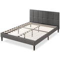 Zinus Leo Fabric Bed Frame King - Dark Grey, Foam Padded Headboard, Wooden Slats - AU-FSPBO-K