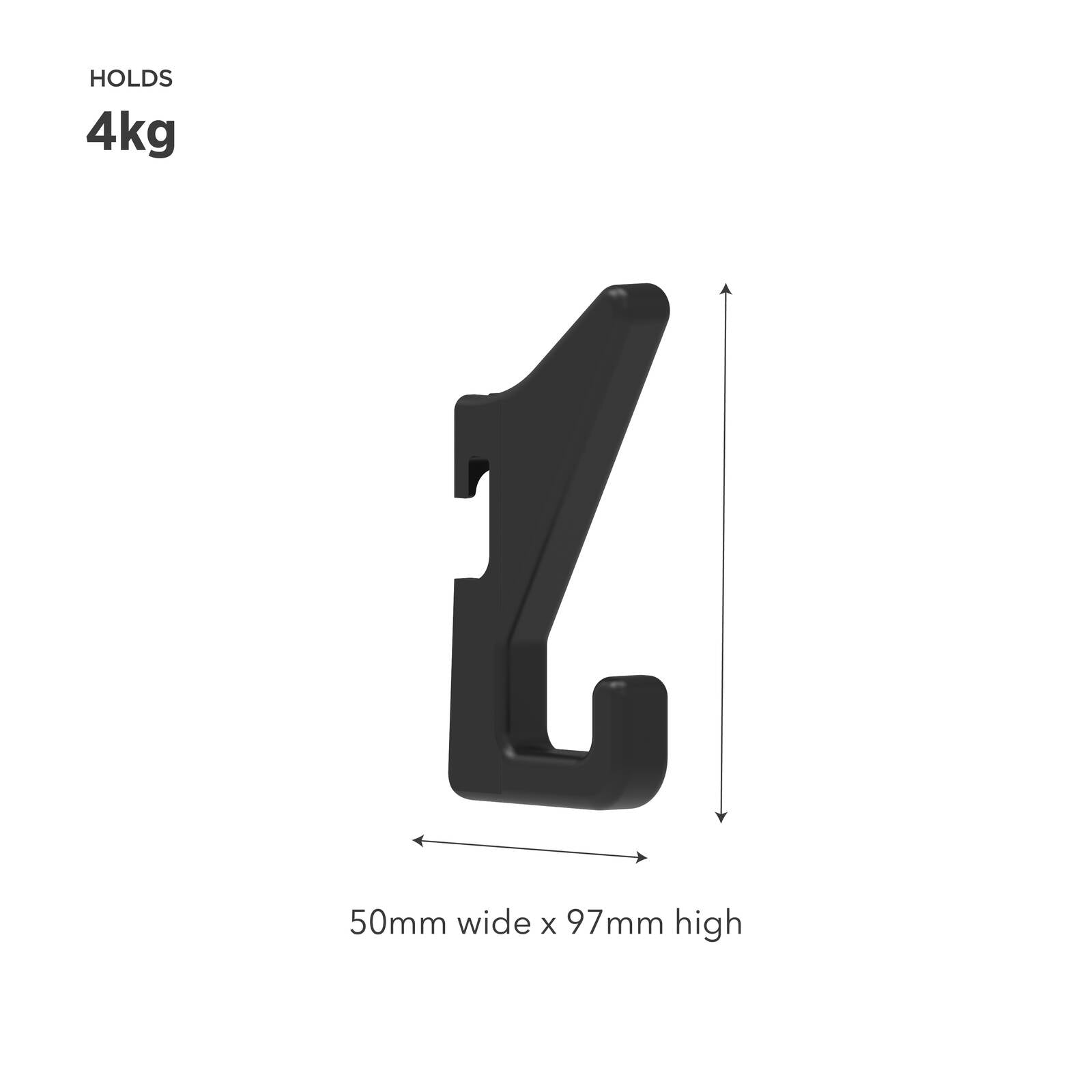 MODE Acoustic Panelling Hat & Coat Hooks - 2 Pack, Black