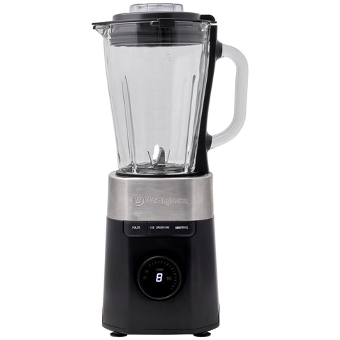 Westinghouse Blender 1.5L Glass Jug - Black with Stainless Steel Trim - 900W, 8 Speeds, Hex Blade - WHBL04K