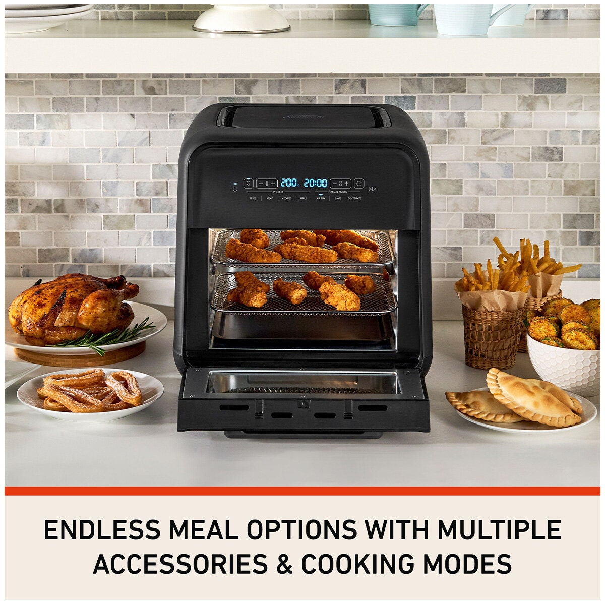 Sunbeam All-In-One 11L Air Fryer Oven - Rotisserie, Grill Plate, Five Functions, Black - AFP5300BK