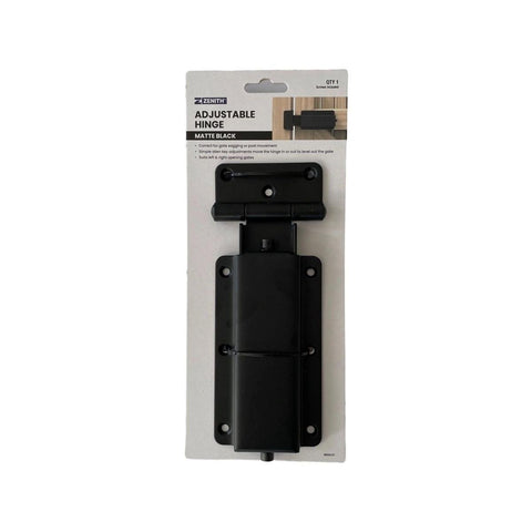 Zenith Adjustable Gate Hinge - 80mm x 215mm - Matte Black - Adjustable, Sag Correction - SuperSaverAU - view 1