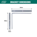 Carinya 250 x 200mm White Powder Coated Steel Heavy Duty Angle Bracket 50kg