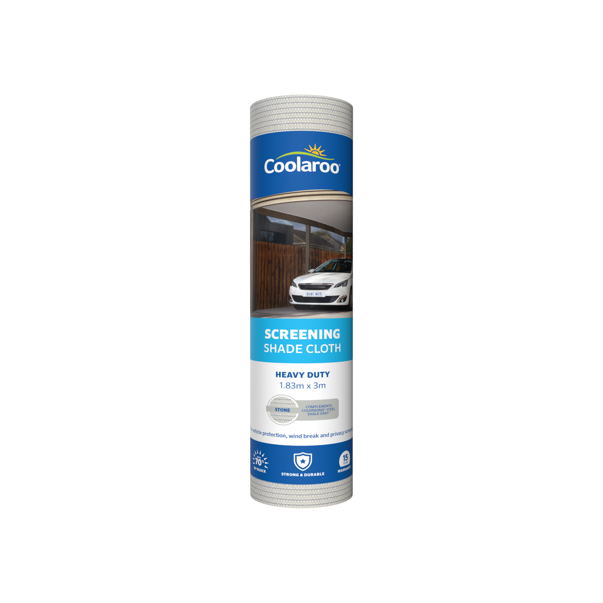 Coolaroo Heavy Duty Screening Shade Cloth 1.83 x 3m Stone 70% UV Block - SuperSaverAU - view 1