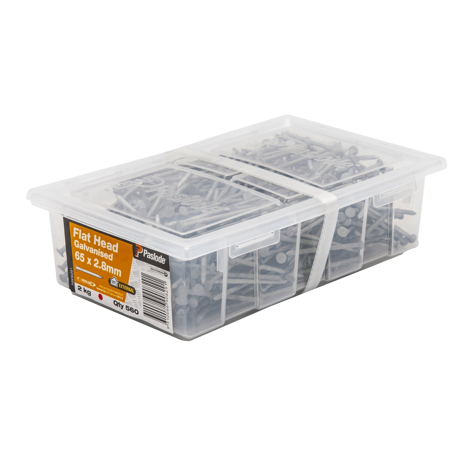Paslode 65 x 2.8mm Galvanised Flat Head Nails - 560 Pack, 2kg, Timber Fixing