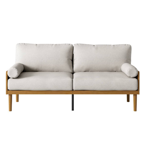 Zinus Arden 3 seater sofa - light grey fabric, bamboo wood frame, HD foam cushions - AU-USSTD3ZC-68L