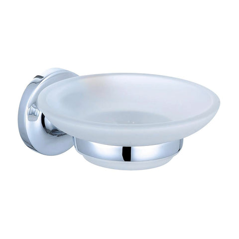 Mondella Chrome Prelude Soap Dish - 65mm x 55mm x 100mm - Frosted Glass - SuperSaverAU - view 1