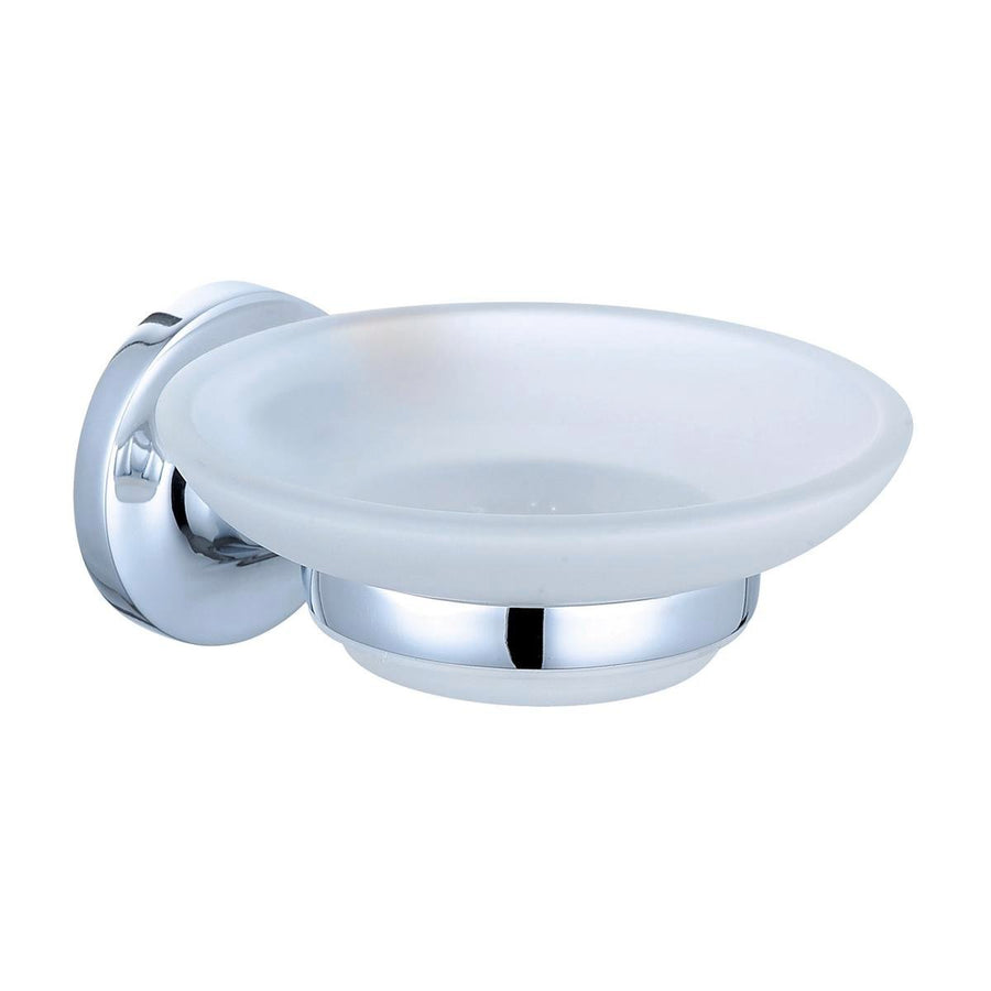 Mondella Chrome Prelude Soap Dish - 65mm x 55mm x 100mm - Frosted Glass - SuperSaverAU - view 1