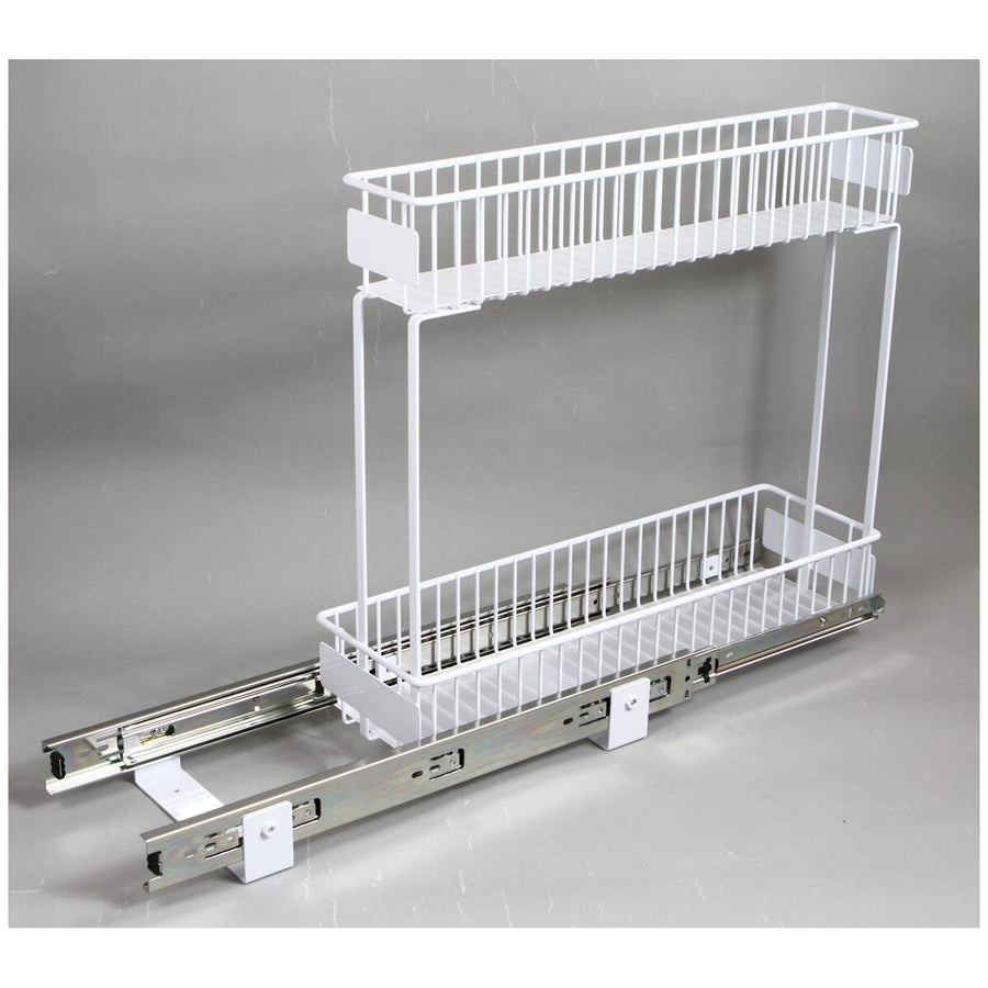 L.T. Williams 2-Tier Gliding Baskets 100/100 - White PC Steel - Base Mounted - 9713