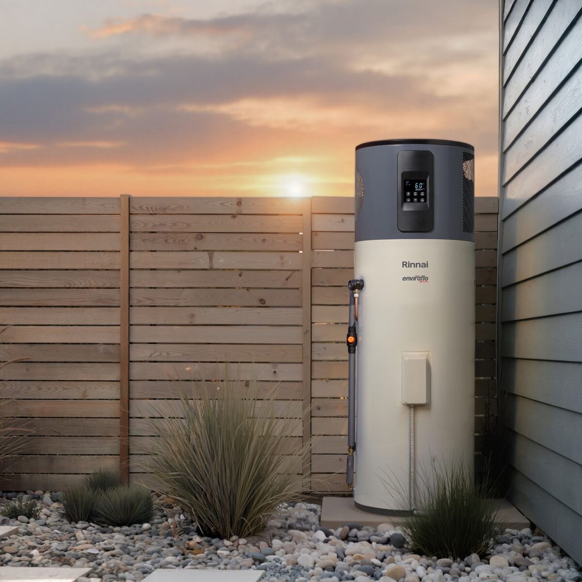 Rinnai Enviroflo 280L heat pump hot water system - five operating modes, R290 refrigerant - EHPG280VM