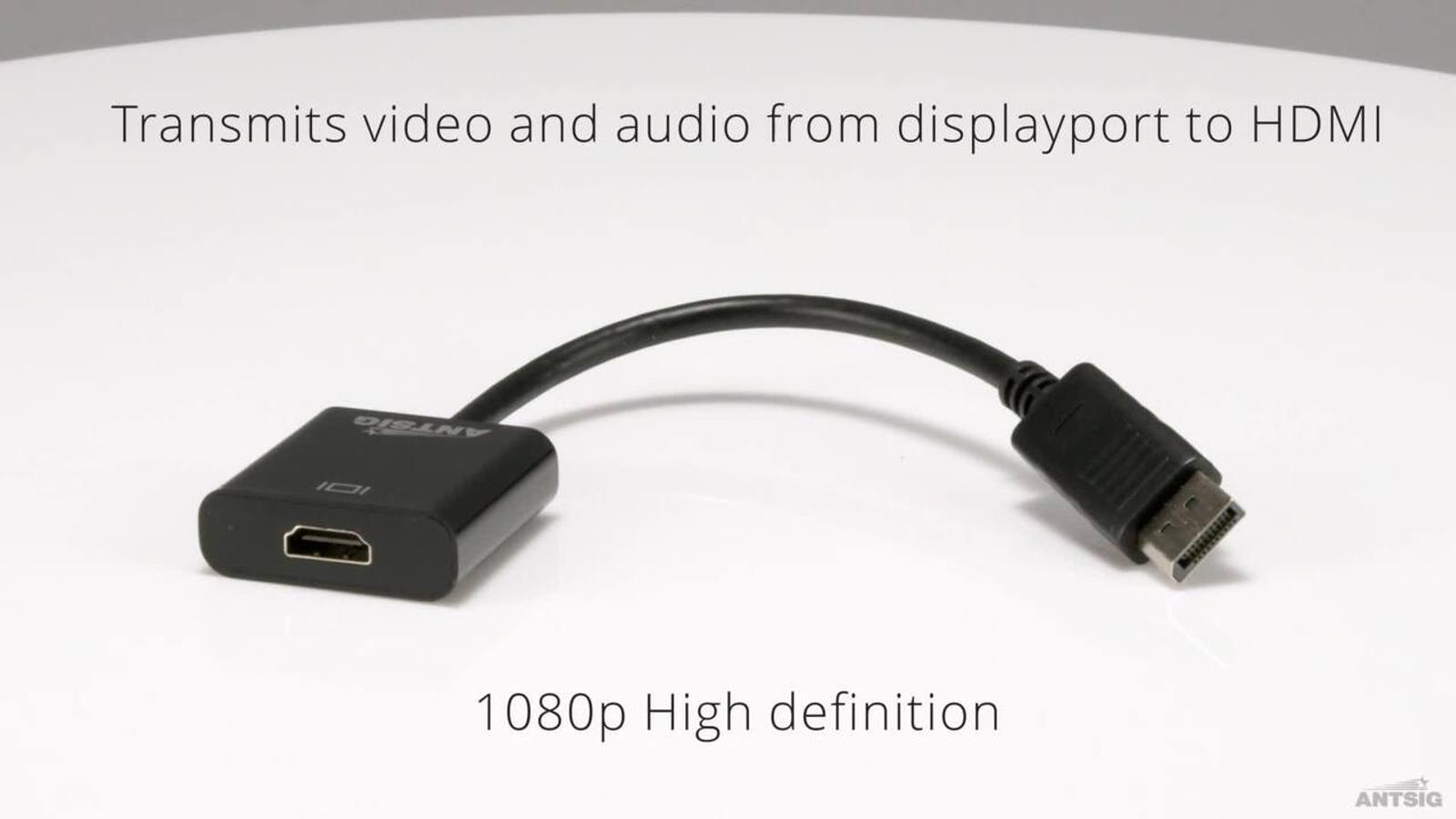 Antsig DisplayPort to HDMI Adaptor - Aluminium/Plastic, Black AP471