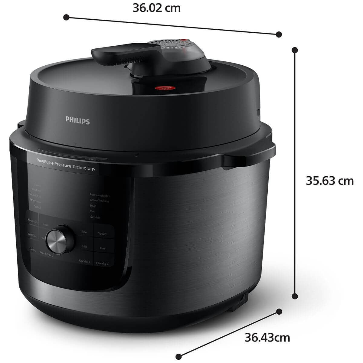 Philips 3000 Series 8L Multi Cooker - 35 Preset Programs, DualPulse Pressure, Black Steel - HD2823-80