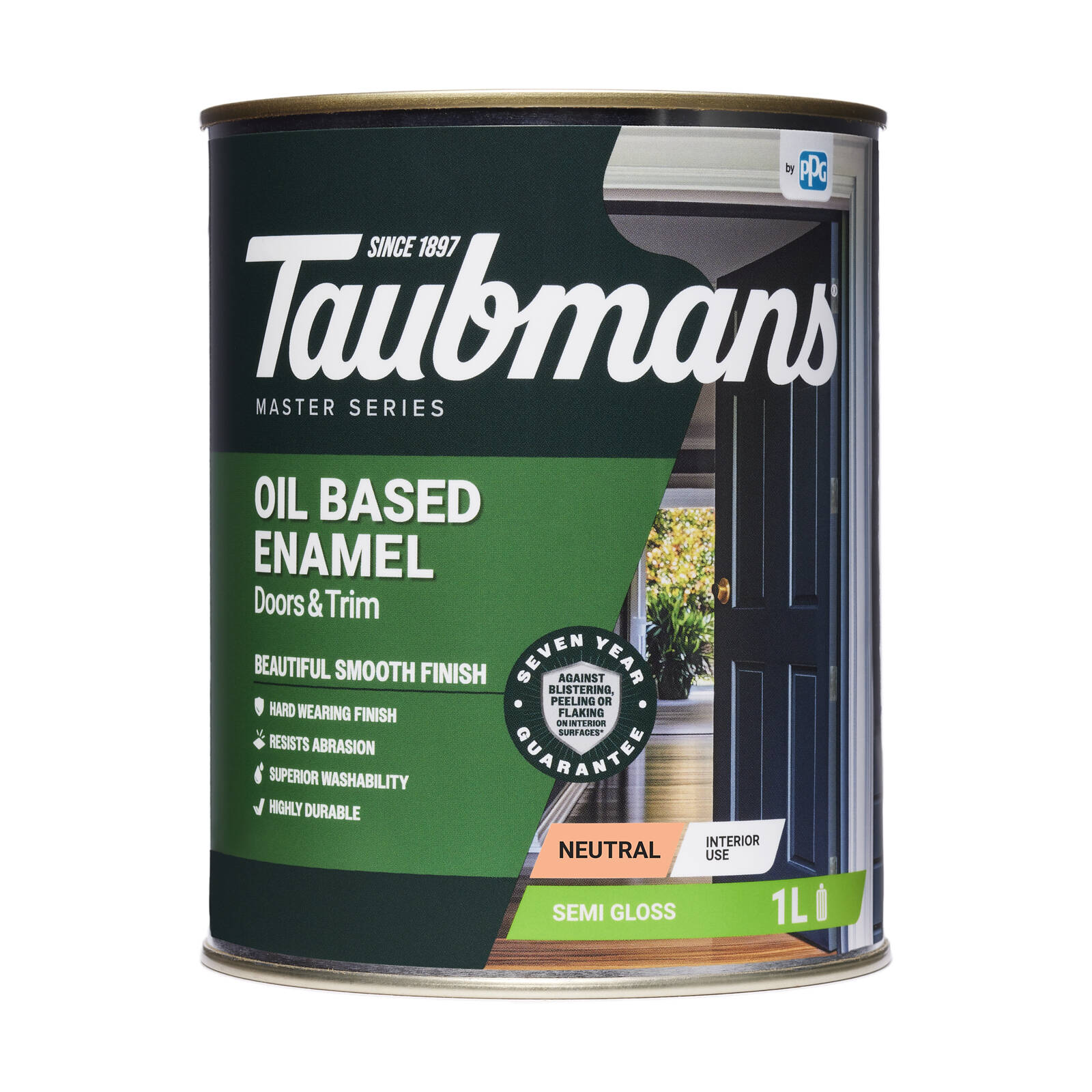 Taubmans 1L Neutral Semi Gloss Oil Based Enamel Paint