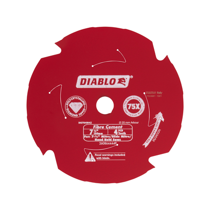 Diablo 184mm 4t Fibre Cement Circular Saw Blade - PCD Tipped - Red - Dust Reduction