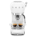 Smeg 50s Style Espresso Coffee Machine - 15 Bar, ThermoBlock, Steam Wand, White - ECF02WHAU