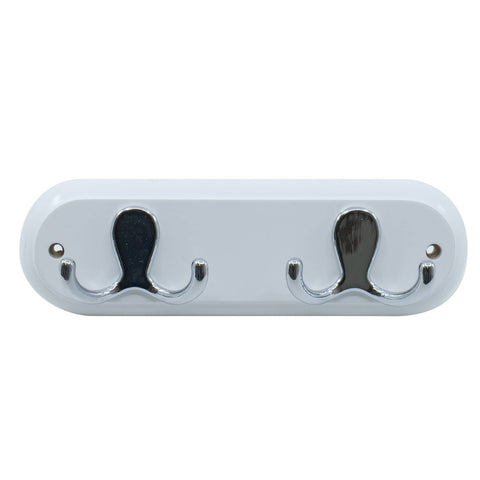 Adoored 2 Double Chrome Hook White Board Decorative Hook Rack, Timber/Steel