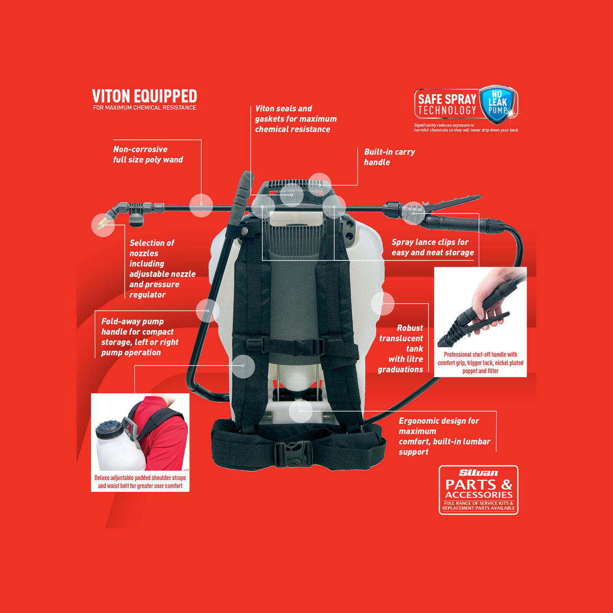 Silvan Backpack Sprayer - 15L - Viton - No Leak Design - SuperSaverAU - view 2