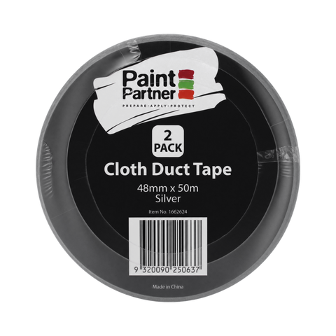 Paint Partner 48mm x 50m Silver Cloth Duct Tape 2 Pack