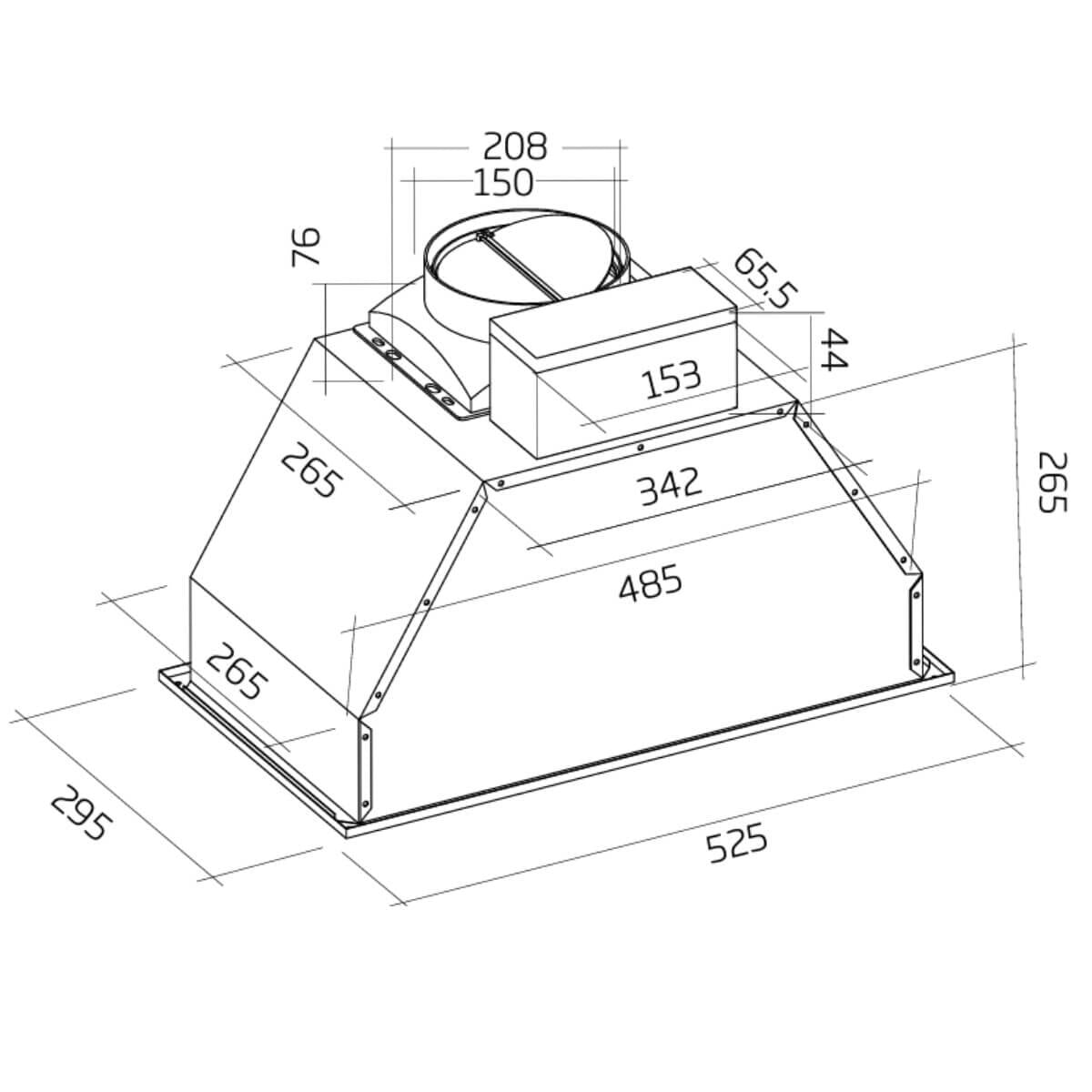 Schweigen 52cm Matte Black Undermount Rangehood - Push Button Controls, 1080m³/h - WINU-6B