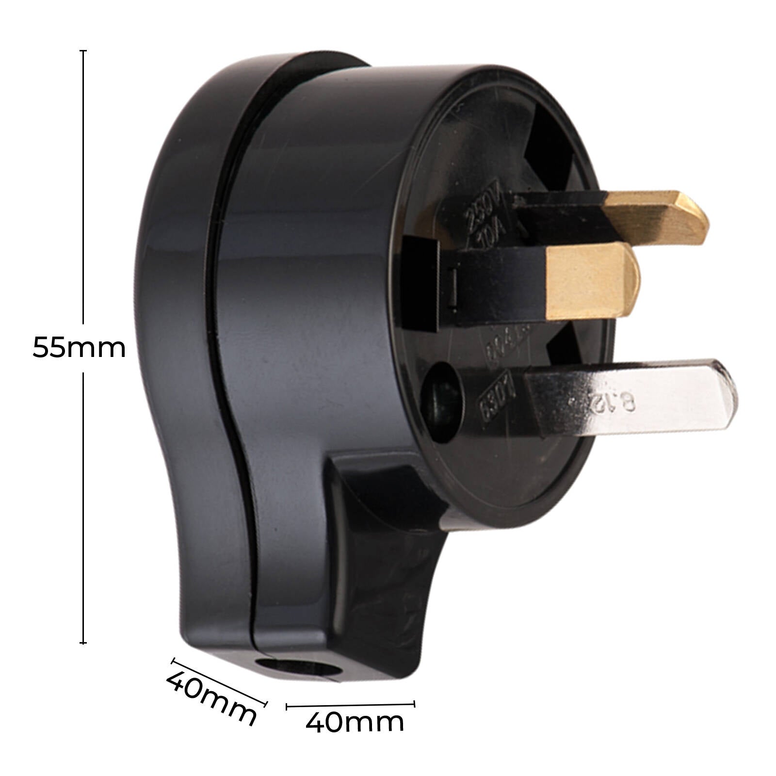 DETA 10A Black Side Entry Plug Top 3 Pin PVC 240V