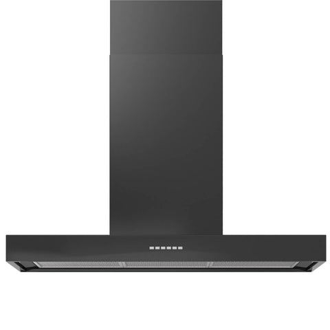 ILVE 90cm wall mounted canopy rangehood - matt graphite black, touch and remote control, 4 speeds - AGK90MG