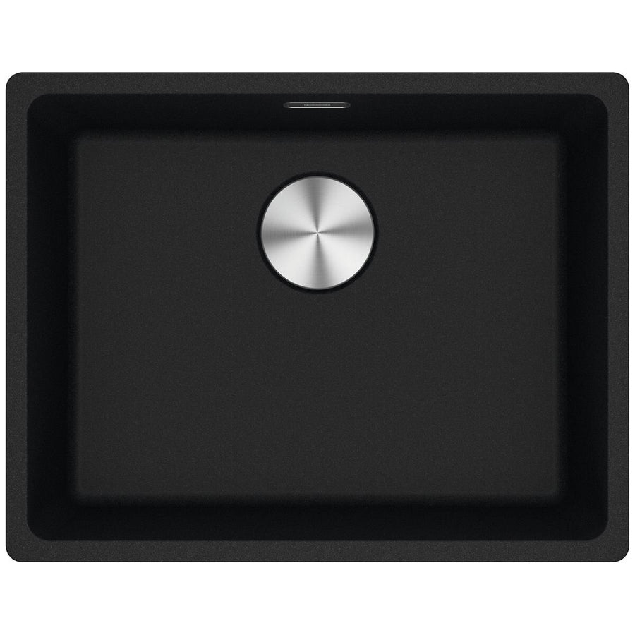 Franke Maris single bowl undermount sink - Fragranite in onyx - hidden overflow - MRG110-52ON-B