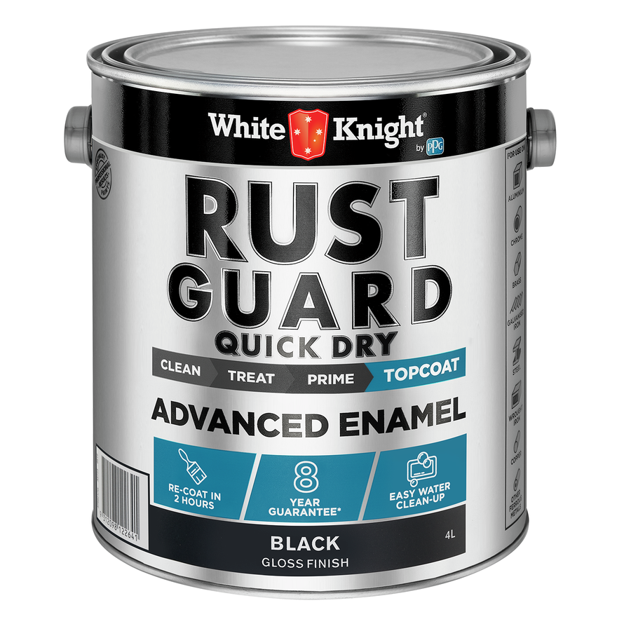 White Knight Rust Guard Quick Dry Enamel 4L Black Gloss