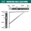 Carinya 500 x 400mm Galvanised Steel Heavy Duty Straight Stay Bracket 200kg