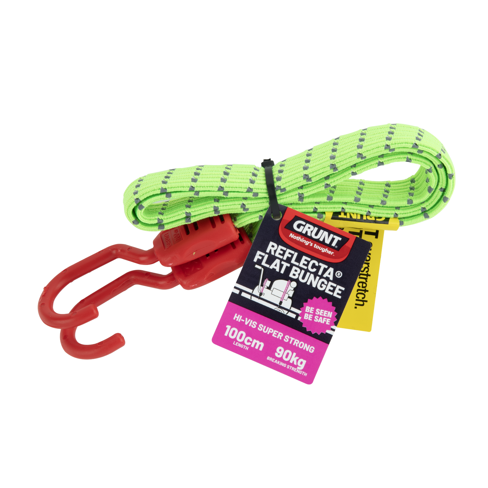 Grunt Reflecta Flat Bungee Strap 100cm Rubber Reflective