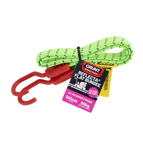 Grunt Reflecta Flat Bungee Strap 100cm Rubber Reflective