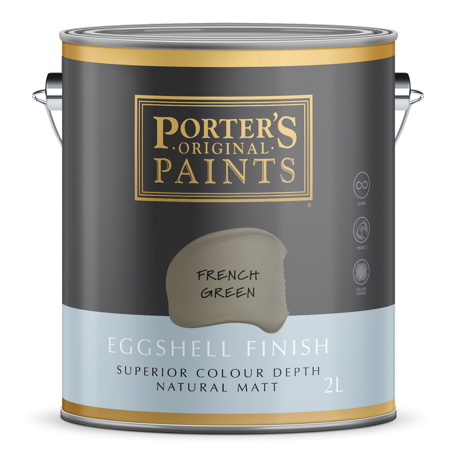 Porter S Washable Paint - 2L - French Green - Eggshell Finish - 162mm x 156mm x 141mm - SuperSaverAU - view 1