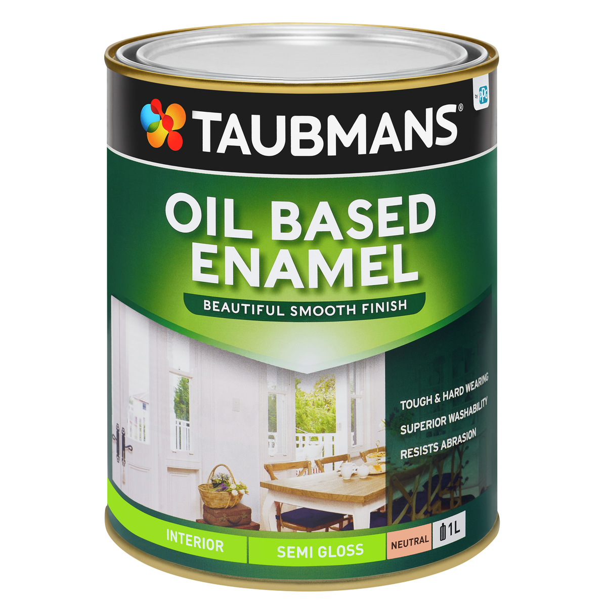 Taubmans 1L Neutral Semi Gloss Oil Based Enamel - Durable Finish - 1L - SuperSaverAU - view 1