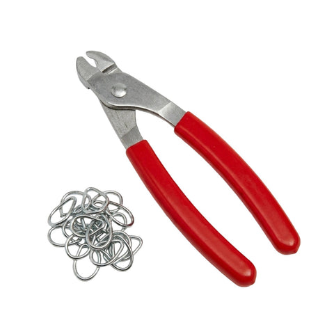 Jack Red Netting Clip Pliers Steel & Rubber with Bonus Clips