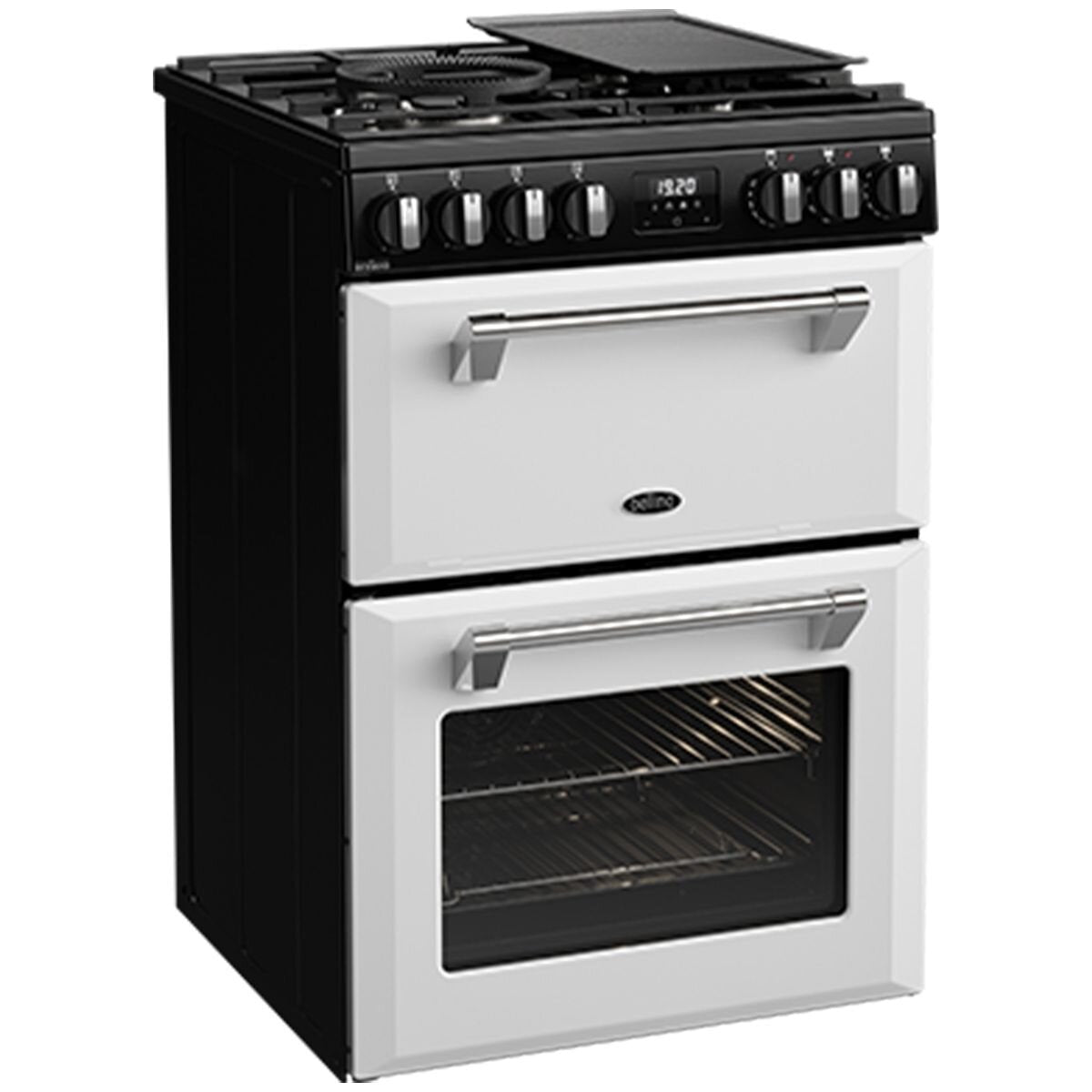 Belling 60cm Mini Richmond Dual Fuel Freestanding Oven - Double Oven, Wok Burner, White - BMR60DODFW