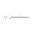 Zenith M12 x 150mm Hot Dip Galvanised Hex Head Coach Screw - Coarse Thread