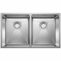 Blanco double bowl sink - 18/10 stainless steel, top mount or undermount, overflow - QUATR153434IUK5