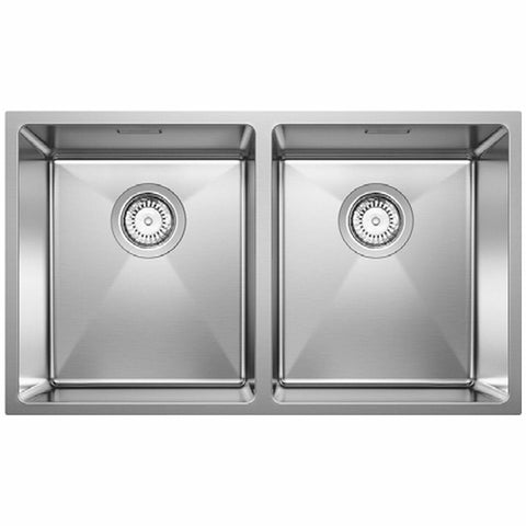 Blanco double bowl sink - 18/10 stainless steel, top mount or undermount, overflow - QUATR153434IUK5