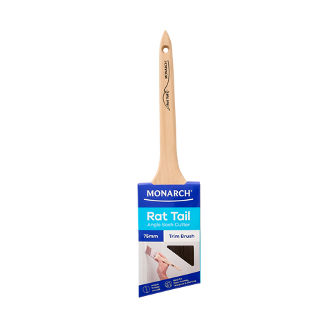 Monarch 75mm Rat Tail Angled Trim Paint Brush, Synthetic Filament, Stainless Steel Ferrule