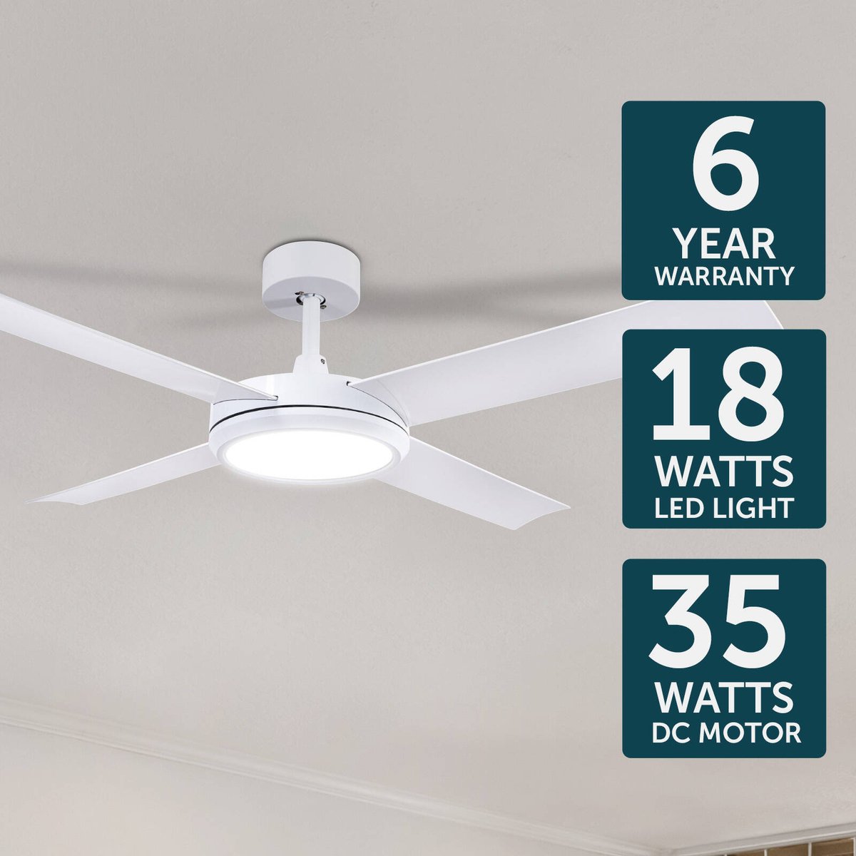 Brilliant 52" White LED CCT Inaya DC Ceiling Fan - Energy Efficient - Quiet Operation - SuperSaverAU - view 5