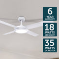 Brilliant Lighting 52" White LED CCT Inaya DC Ceiling Fan with Light & Remote 22700/05