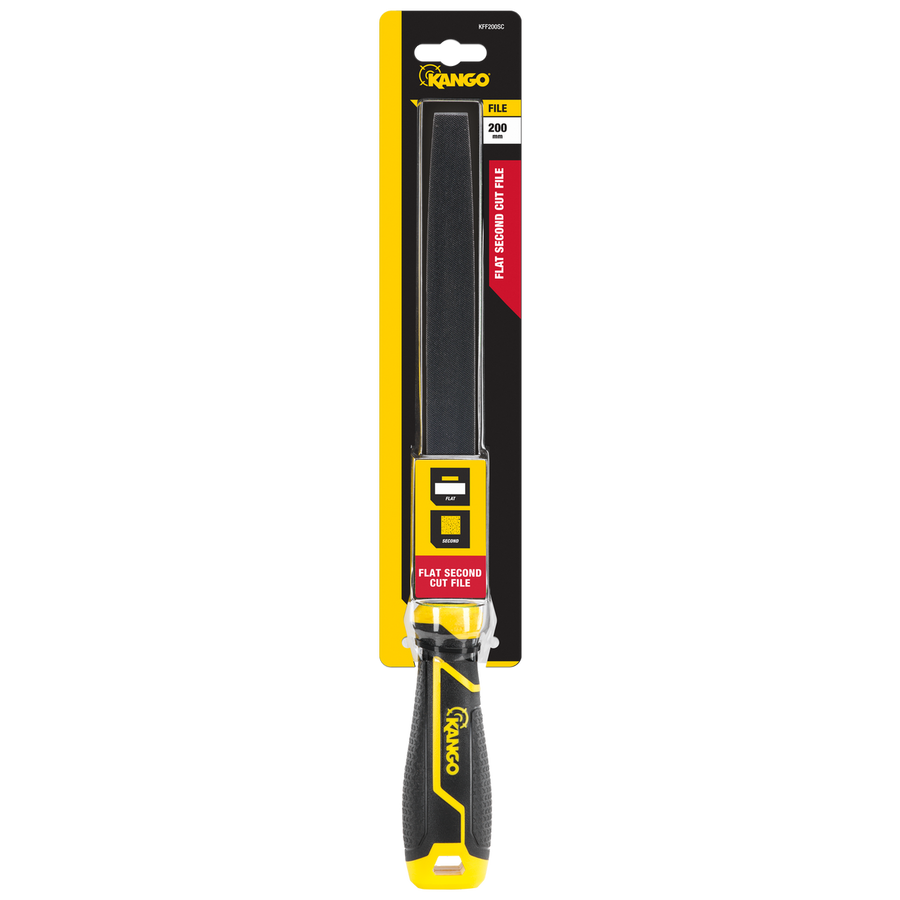 Kango 200mm Flat Second Cut File - Tempered Carbon Steel - Black - Ergonomic Grip - SuperSaverAU - view 1