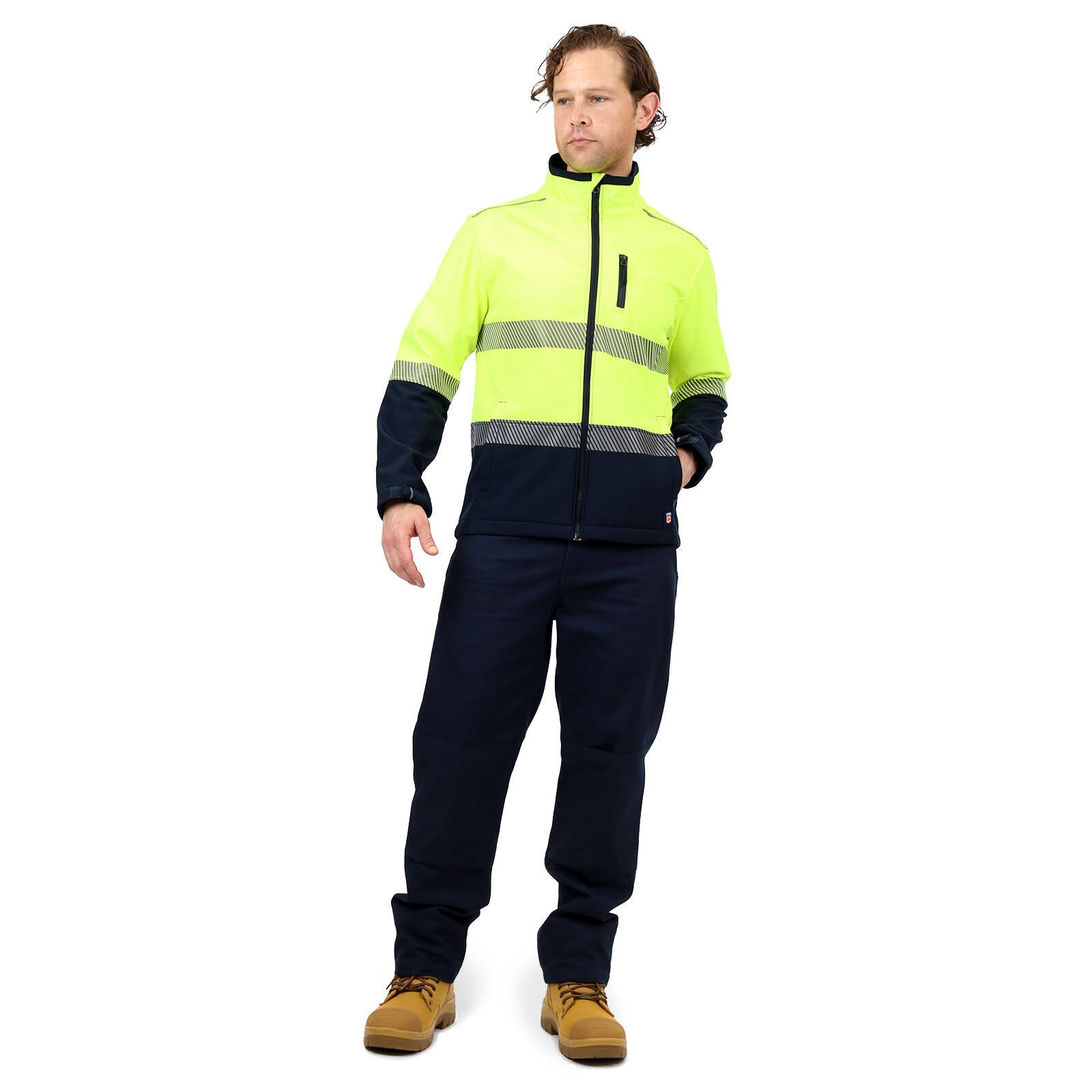 Citeco Yellow Hi Vis Soft Shell Jacket - Men's Reflective Polyester/Elastane, Medium