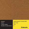 Cabot's Teak Water Based Exterior Varnish Stain 500ml